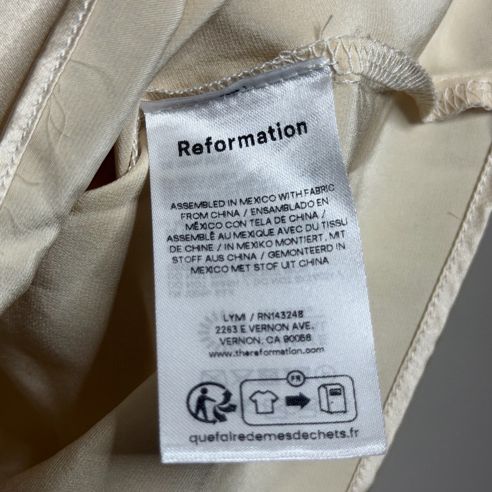 Reformation Avery Silk Top in Almond - Picture 7 of 8